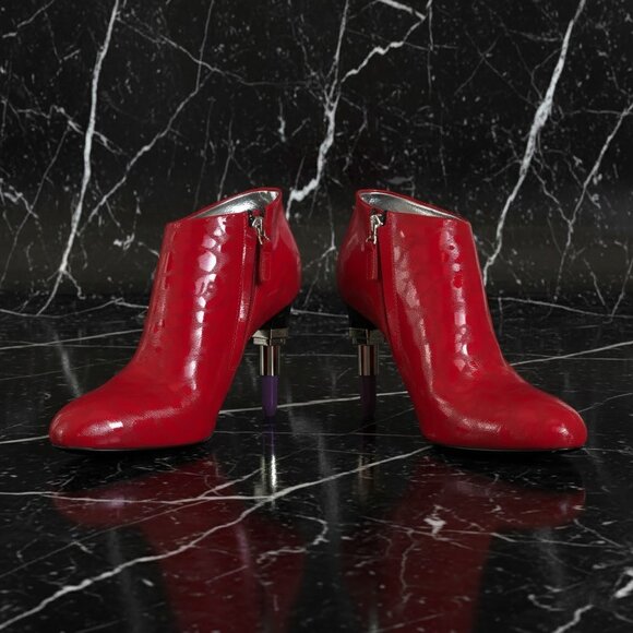 Alberto Guardiani Leather Lipstick Heels Side Zip Ankle Boots - Picture 7 of 14